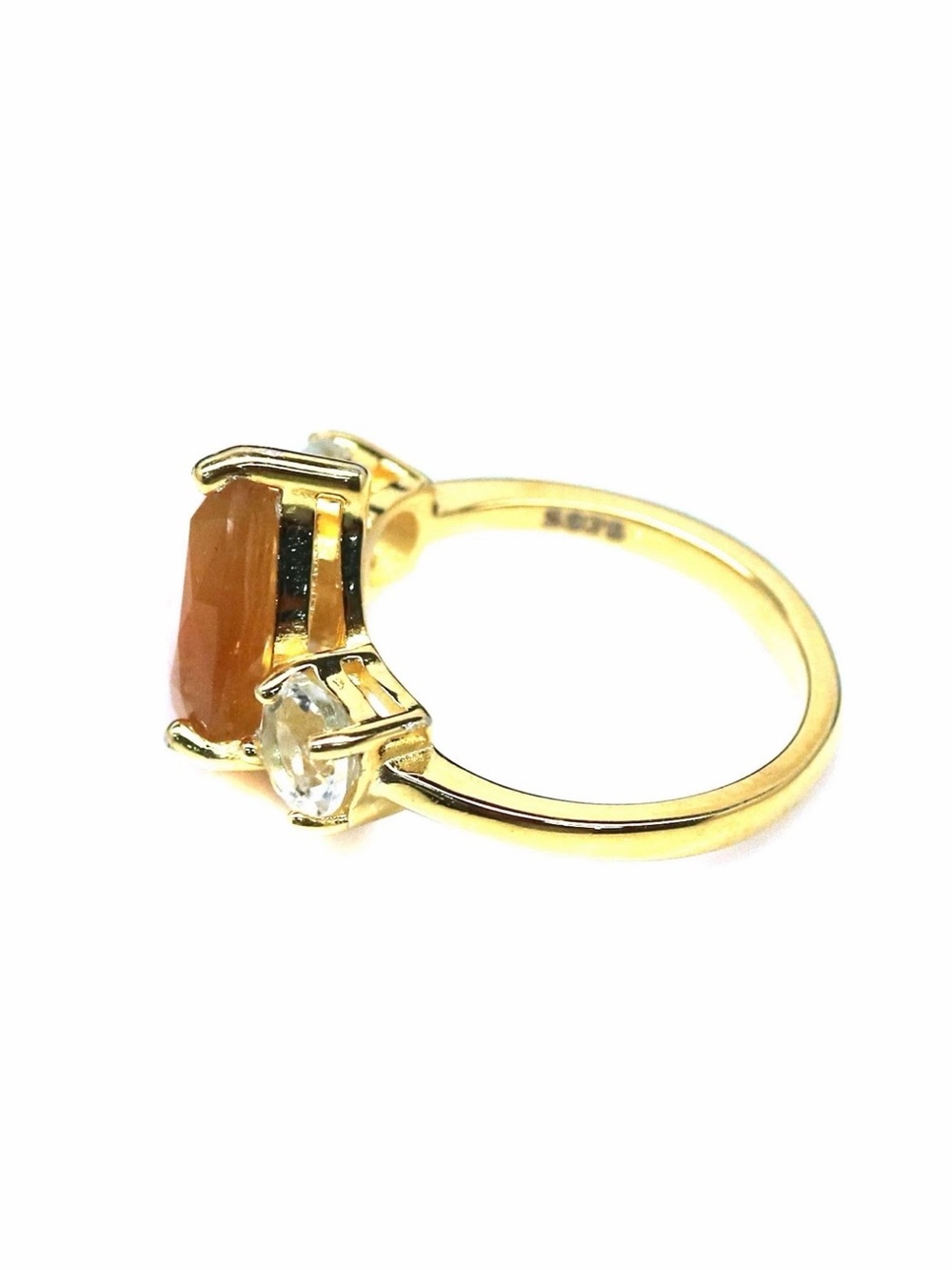 Stunning Natural Yellow Sapphire & Topaz accent Ring 18k Gold over 925 Silver- 6 - Picture 10 of 16